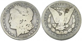 USA AR Dollar 1880 CC, Carson City 

USA. AR Dollar 1880 CC (38 mm, 25.00 g), Carson City.
KM 110.

Rare. Very good.
