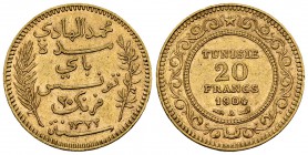 Tunisia AV 20 Francs 1904 A, Paris 

Tunisia. AV 20 Francs 1904 A (6.44 g).
KM 234.

Good very fine.