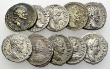 Lot of 10 Roman Imperial AR Denarii 

Lot of 10 (ten) Roman Imperial AR Denarii: Vespasianus, Lucius Verus, Marcus Aurelius, Septimius Severus (3), ...