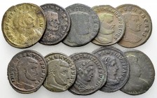 Lot of 10 Roman Imperial AE coins 

Lot of 10 (ten) Roman Imperial AE coins: Diocletianus, Maximianus Herculius, Constantius I, Galerius, Maximinus ...