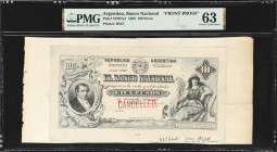 ARGENTINA. Banco Nacional. 100 Pesos, 1.1.1888. P-S1097p1. Front Proof. PMG Choice Uncirculated 63.
Printed by Bradbury, Wilkinson & Co. An ultra elu...