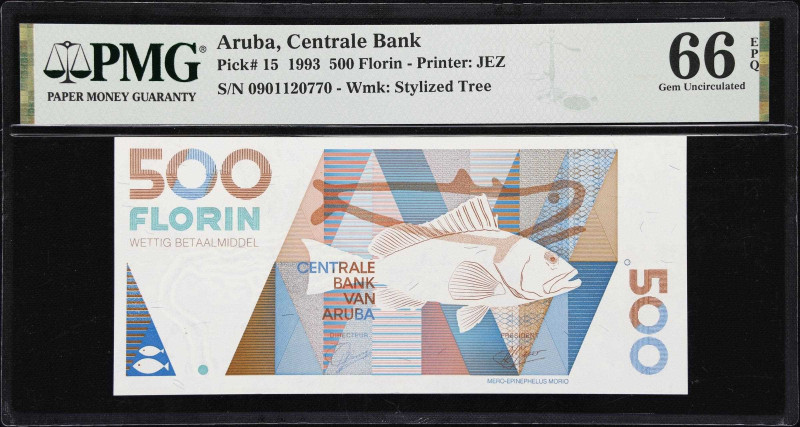 ARUBA. Centrale Bank van Aruba. 500 Florin, 16.7.1993. P-15. PMG Gem Uncirculate...