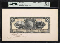 BAHAMAS. Bahamas Government. 1 Pound, 1919. P-4p1. Front Proof. PMG Choice Uncirculated 64.
An exceptional proof pasted on cardboard of this importan...