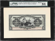 BARBADOS. Lot of (2). Canadian Bank of Commerce - Barbados. 5 Dollars, 2.1.1922. P-S121p. CH #75-20-02P. Front & Back Proofs. PMG Choice Uncirculated ...