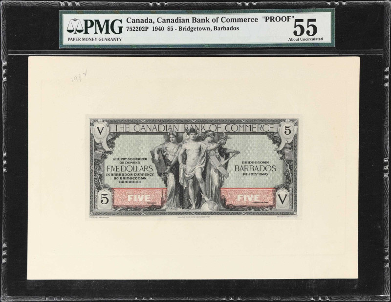 BARBADOS. Canadian Bank of Commerce - Barbados. 5 Dollars, 1.7.1940. P-S131p. CH...