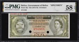 BELIZE. Lot of (2). Government of Belize. 10 & 20 Dollars, ND (1974-76). P-36s & 37cts. Specimen & Color Trial Specimen. PMG Choice About Uncirculated...