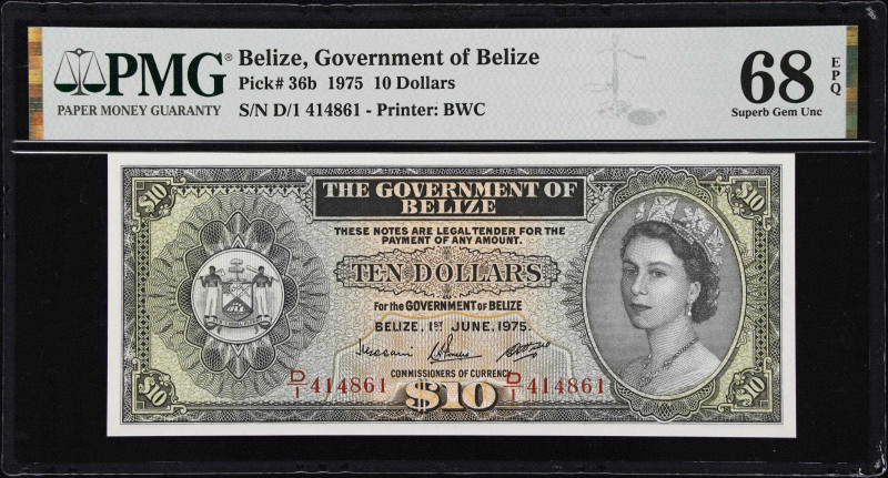 BELIZE. Government of Belize. 10 Dollars, 1.6.1975. P-36b. PMG Superb Gem Uncirc...