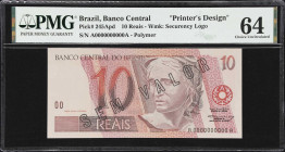 BRAZIL. Banco Central do Brasil. 10 Reais, ND (1997-2012). P-245Apd. Printer's Design. PMG Choice Uncirculated 64.
Polymer printer's design. Recently...