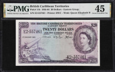 BRITISH CARIBBEAN TERRITORIES. Currency Board of the British Caribbean Territories. 20 Dollars, 2.1.1963. P-11b. PMG Choice Extremely Fine 45.
A rath...