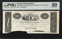 CANADA. Montreal Bank. 50 Dollars, ND (1820-29). CH# 500-16-60R. Remainder. PMG Extremely Fine 40.
Remainder. A Lower Canada 50 Dollar remainder from...