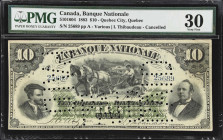 CANADA. Banque Nationale. 10 Dollars, 1.3.1883. CH# 510-16-04. PMG Very Fine 30.
Without letter overprint. Much more difficult to find than the $5 de...