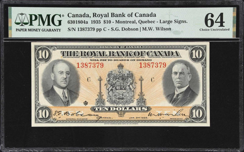 CANADA. Lot of (2). Royal Bank of Canada. 10 Dollars, 2.1.1935. CH #630-18-04a. ...