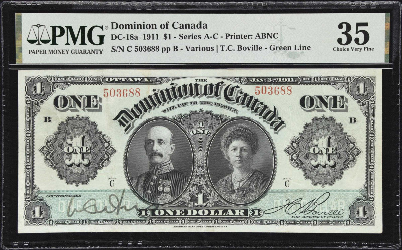 CANADA. Dominion of Canada. 1 Dollar, 3.1.1911. DC-18a. PMG Choice Very Fine 35....