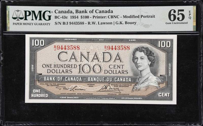 CANADA. Lot of (2). Bank of Canada. 100 Dollars, 1954. BC-43c. Consecutive. PMG ...