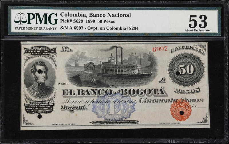 COLOMBIA. Banco Nacional. 50 Pesos, 30.10.1899. P-S629. DP 8858. PMG About Uncir...