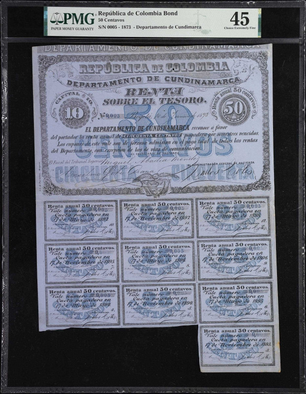 COLOMBIA. Republica de Colombia. 50 Centavos, 10.6.1893. P-Unlisted. DP 10456. B...