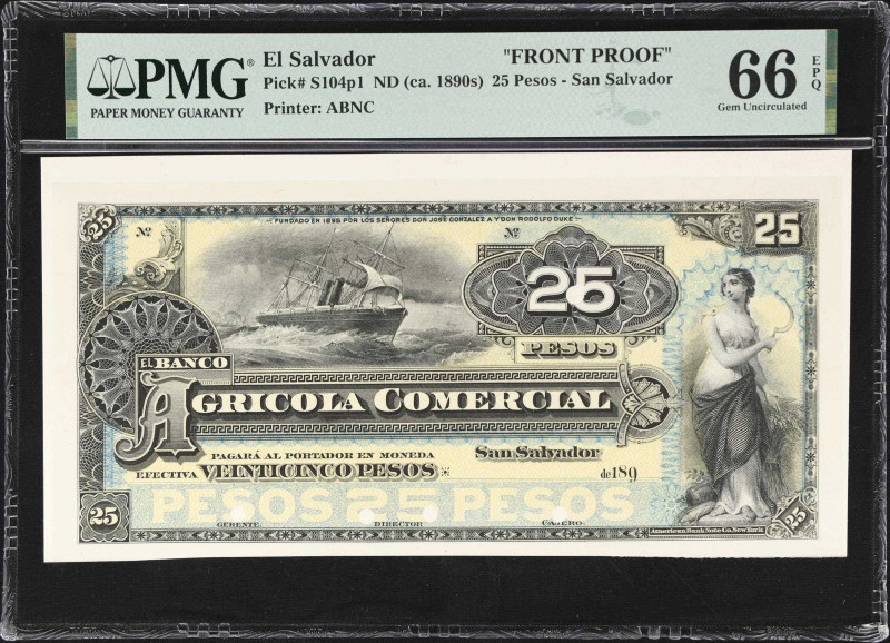 EL SALVADOR. Banco Agricola Comercial. 25 Pesos, ND (ca. 1890s). P-S104p1. Front...