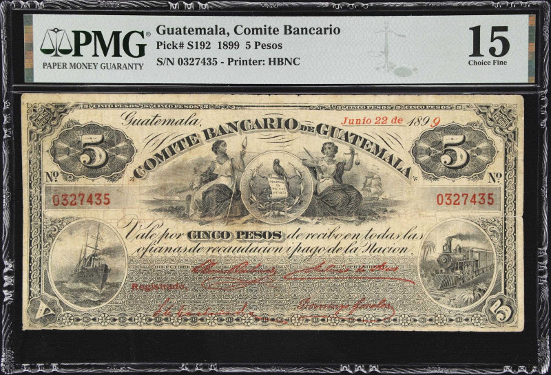 GUATEMALA. Lot of (2). Comite Bancario de Guatemala. 1 & 5 Pesos, 1899. P-S191 &...