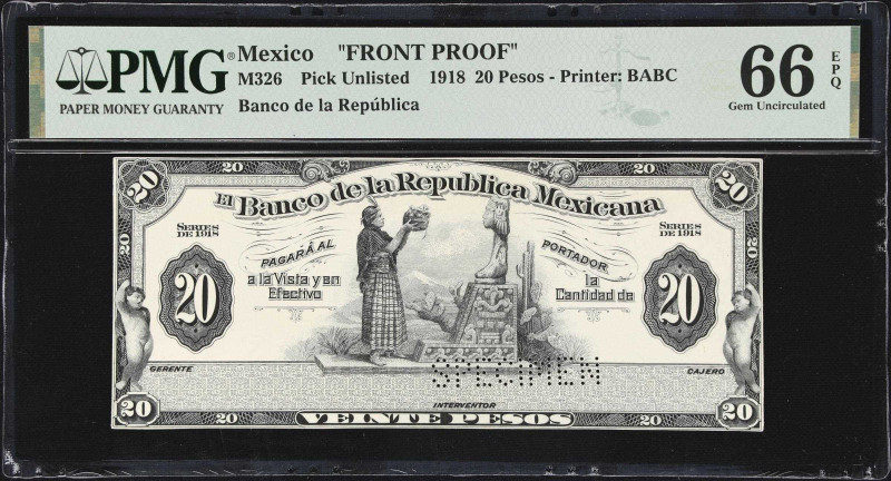 MEXICO. Lot of (2). Banco de la Republica Mexicana. 20 Pesos, 1918. P-Unlisted. ...