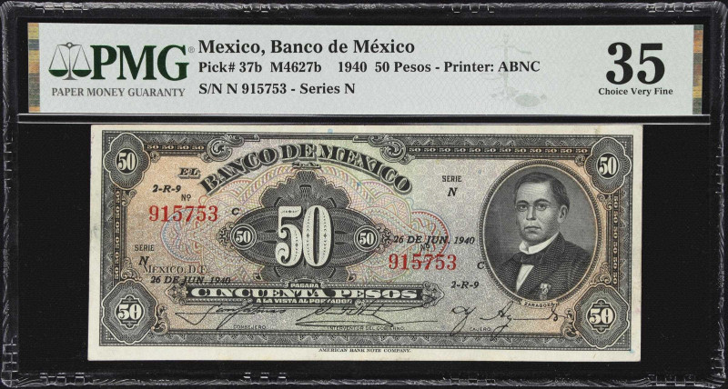 MEXICO. Banco de Mexico. 50 Pesos, 26.6.1940. P-37b. M4627b. PMG Choice Very Fin...