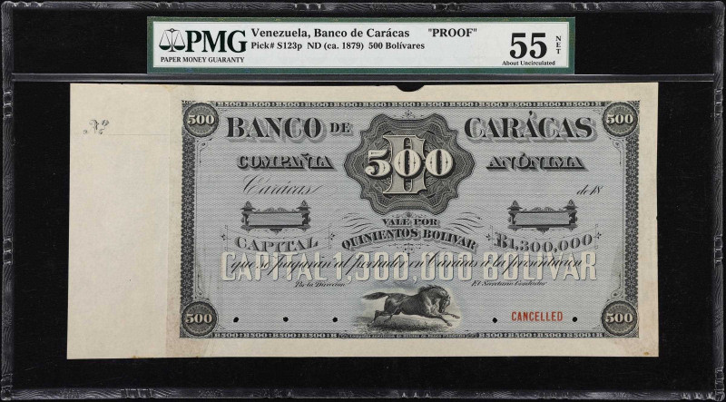 VENEZUELA. Banco de Caracas. 500 Bolivares, ND (ca. 1879). P-S123p. Proof. PMG A...