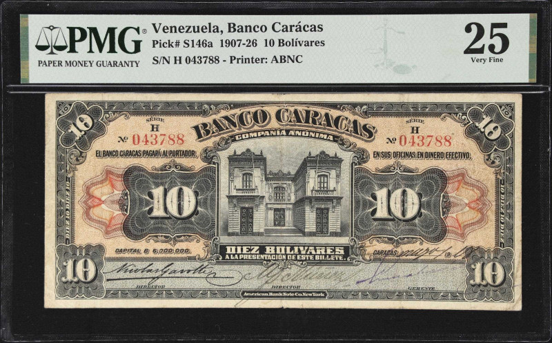 VENEZUELA. Banco Caracas. 10 Bolivares, 1.5.1918. P-S146a. PMG Very Fine 25.
Su...