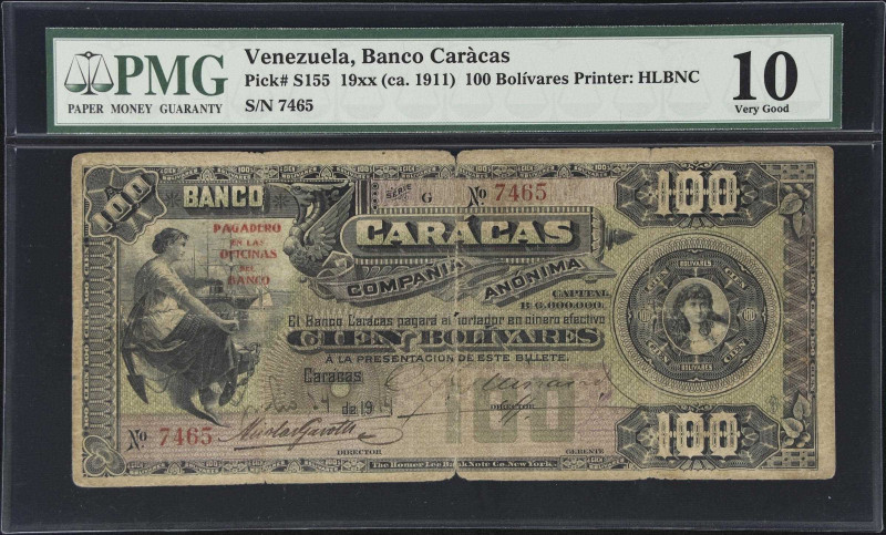 VENEZUELA. Banco Caracas. 100 Bolivares, 14.7.1914. P-S155. PMG Very Good 10.
W...