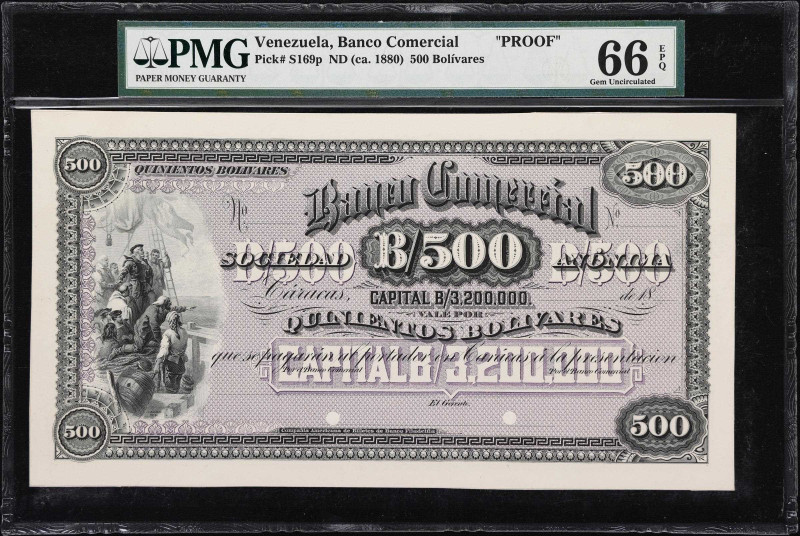 VENEZUELA. Lot of (2). Banco Comercial. 500 Bolivares, ND (ca. 1883). P-S169p. F...