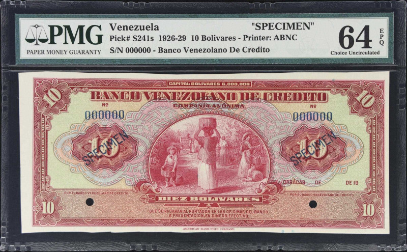 VENEZUELA. Banco Venezolano de Credito. 10 Bolivares, ND (1926-29). P-S241s. Spe...