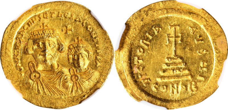 HERACLIUS with HERACLIUS CONSTANTINE, 610-641. AV Solidus (4.48 gms), Constantin...