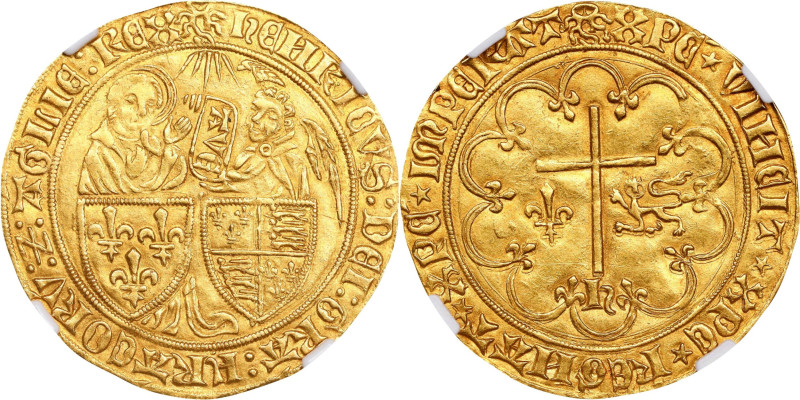 GREAT BRITAIN. Anglo-Gallic. Salut d'Or, ND (1422-53). Le Mans Mint; mm: Sun. He...