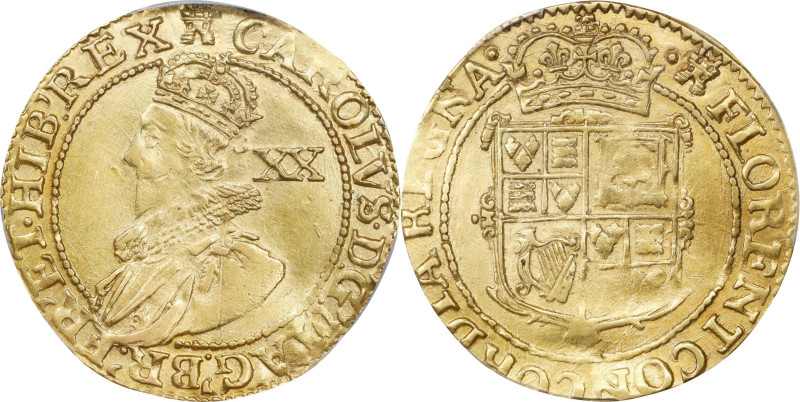 GREAT BRITAIN. Unite, ND (1627-28). London Mint; mm: Castle. Charles I. PCGS Gen...