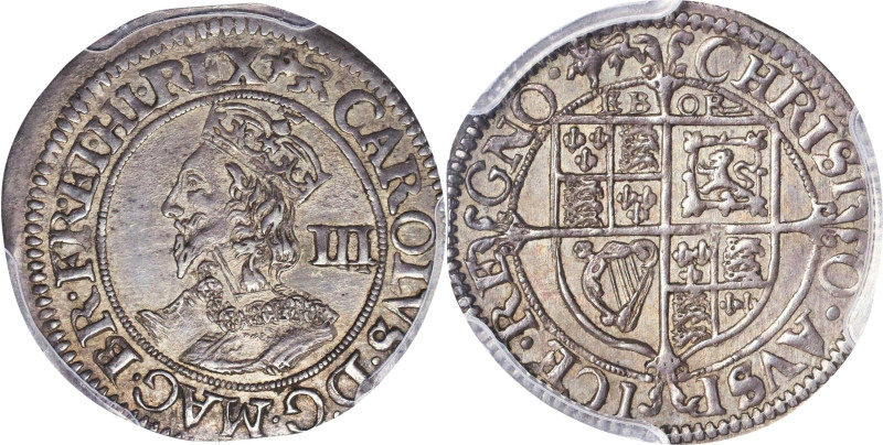 GREAT BRITAIN. 3 Pence, ND (1643-44). York Mint; mm: Lion Passant. Charles I. PC...