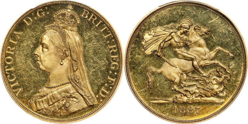 Stunning Proof "Jubilee" 5 Pounds
GREAT BRITAIN. 5 Pounds, 1887. London Mint. V...