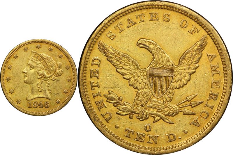 1846/'5'-O Liberty Head Eagle. Winter-3. Repunched Mintmark. AU-50 (PCGS).
This...