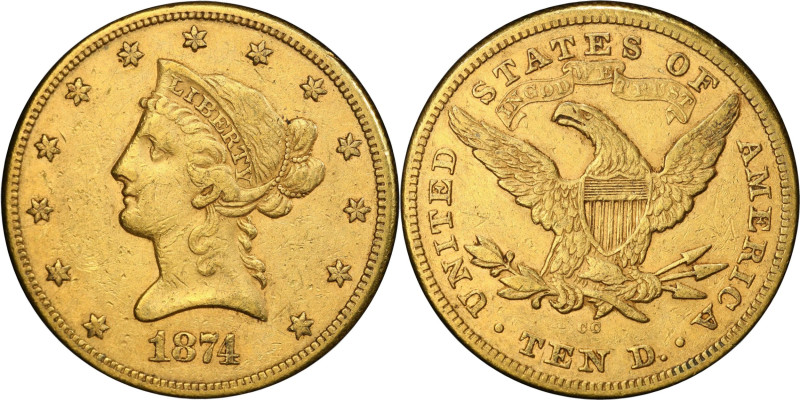 Significant 1874-CC Eagle
1874-CC Liberty Head Eagle. EF-40 (PCGS). CAC.
This ...