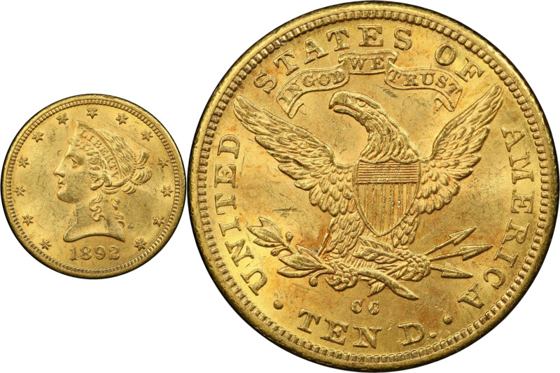 Handsome and Smooth 1892-CC Eagle
1892-CC Liberty Head Eagle. MS-62 (PCGS). CAC...