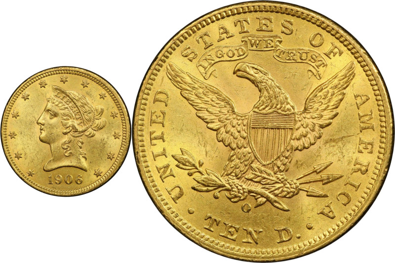 1906-O Liberty Head Eagle. Winter-1, the only known dies. MS-62 (PCGS). CAC.
Na...