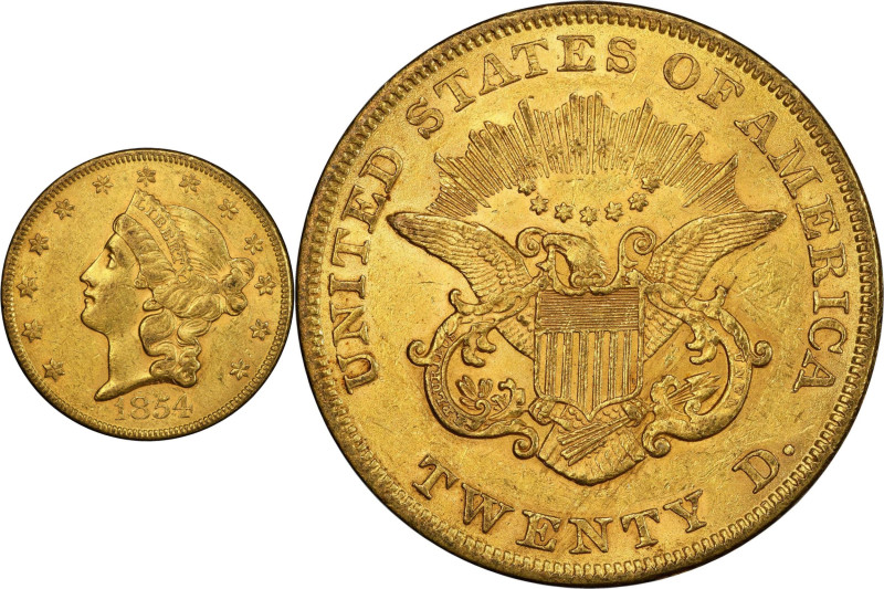 Condition Rarity 1854 Large Date $20
1854 Liberty Head Double Eagle. Large Date...