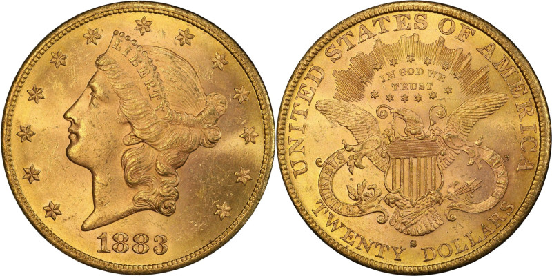 Breathtaking Near-Gem 1883-S Liberty $20
1883-S Liberty Head Double Eagle. MS-6...