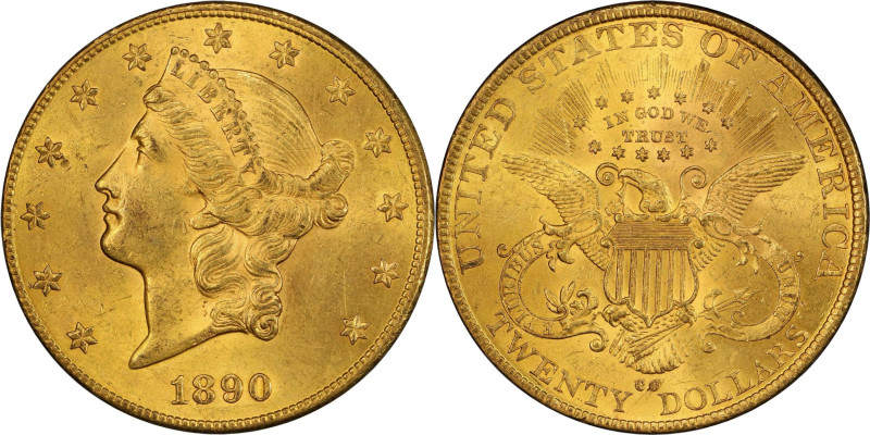 Premium Mint State 1890-CC $20
1890-CC Liberty Head Double Eagle. MS-62 (PCGS)....