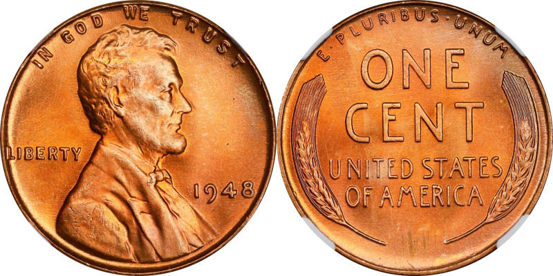 Top Pop 1948 Lincoln Cent
1948 Lincoln Cent. MS-68 RD (NGC).
This breathtaking...