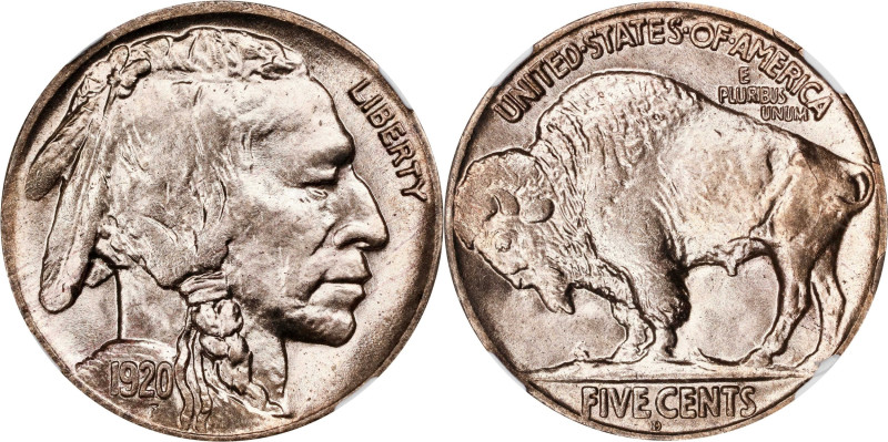 A Remarkable Gem Uncirculated 1920-D Nickel
1920-D Buffalo Nickel. MS-66 (NGC)....