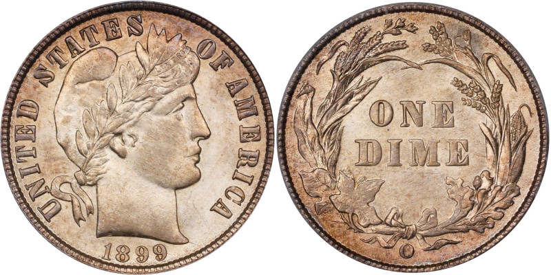 Exceedingly Rare Superb Gem 1899-O Dime
1899-O Barber Dime. MS-67 (PCGS).
Ench...