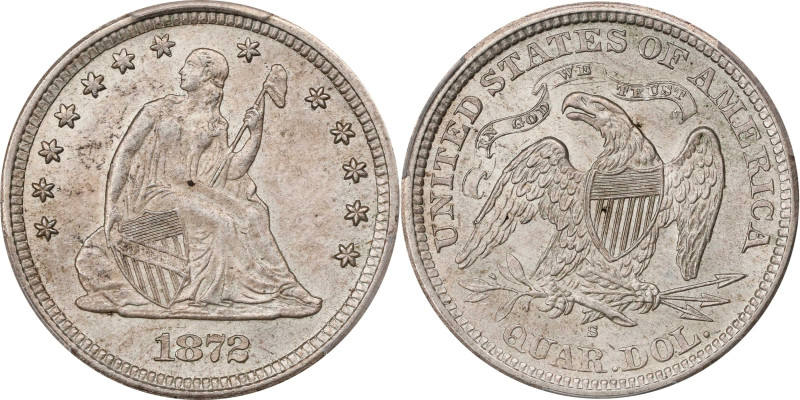 Significant 1872-S Quarter Rarity
1872-S Liberty Seated Quarter. Briggs 1-A, th...