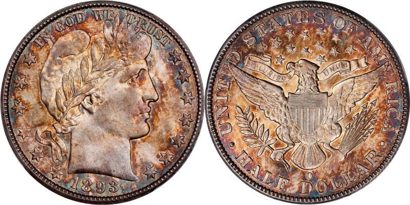 Vividly Toned Gem 1893-O Half Dollar
1893-O Barber Half Dollar. MS-66 (PCGS).
...