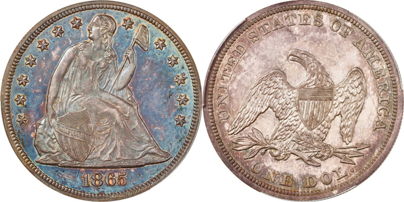 Desirable OC-P2 Variety of the Proof 1865 Silver Dollar
1865 Liberty Seated Sil...