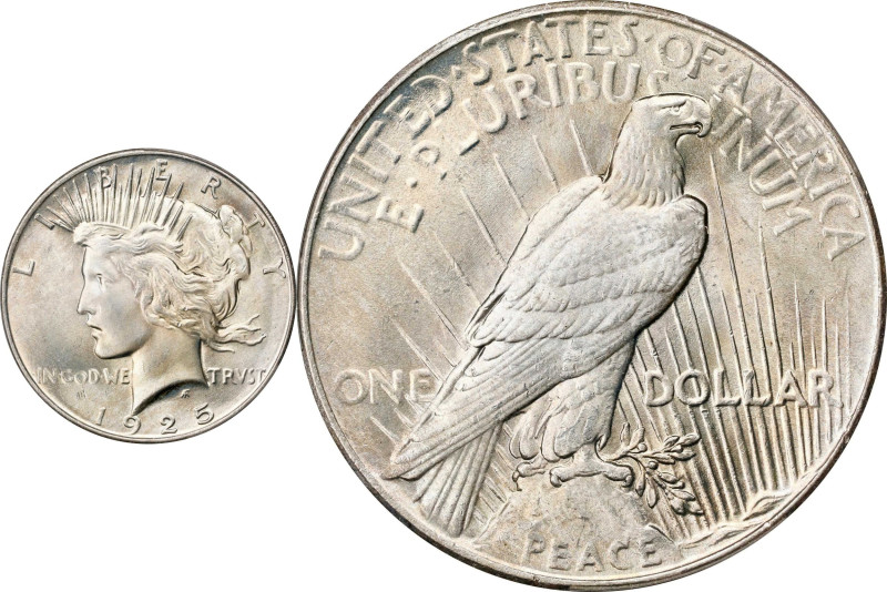 Premium Superb Gem 1925 Peace Dollar
Only 1 Finer
1925 Peace Silver Dollar. MS...