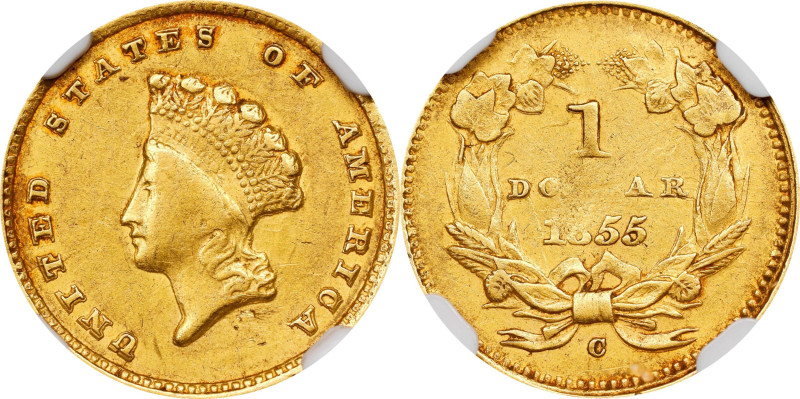 Significant Choice AU 1855-C Gold Dollar
1855-C Gold Dollar. Type II. Winter-1....