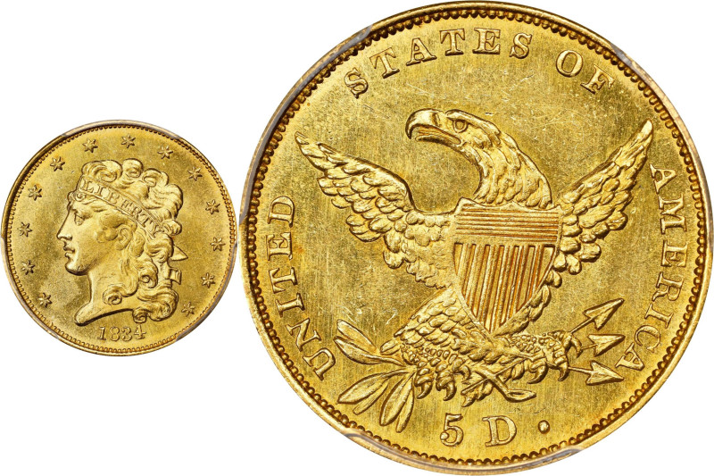 Lovely 1834 Classic Head Half Eagle
1834 Classic Head Half Eagle. HM-2. Rarity-...